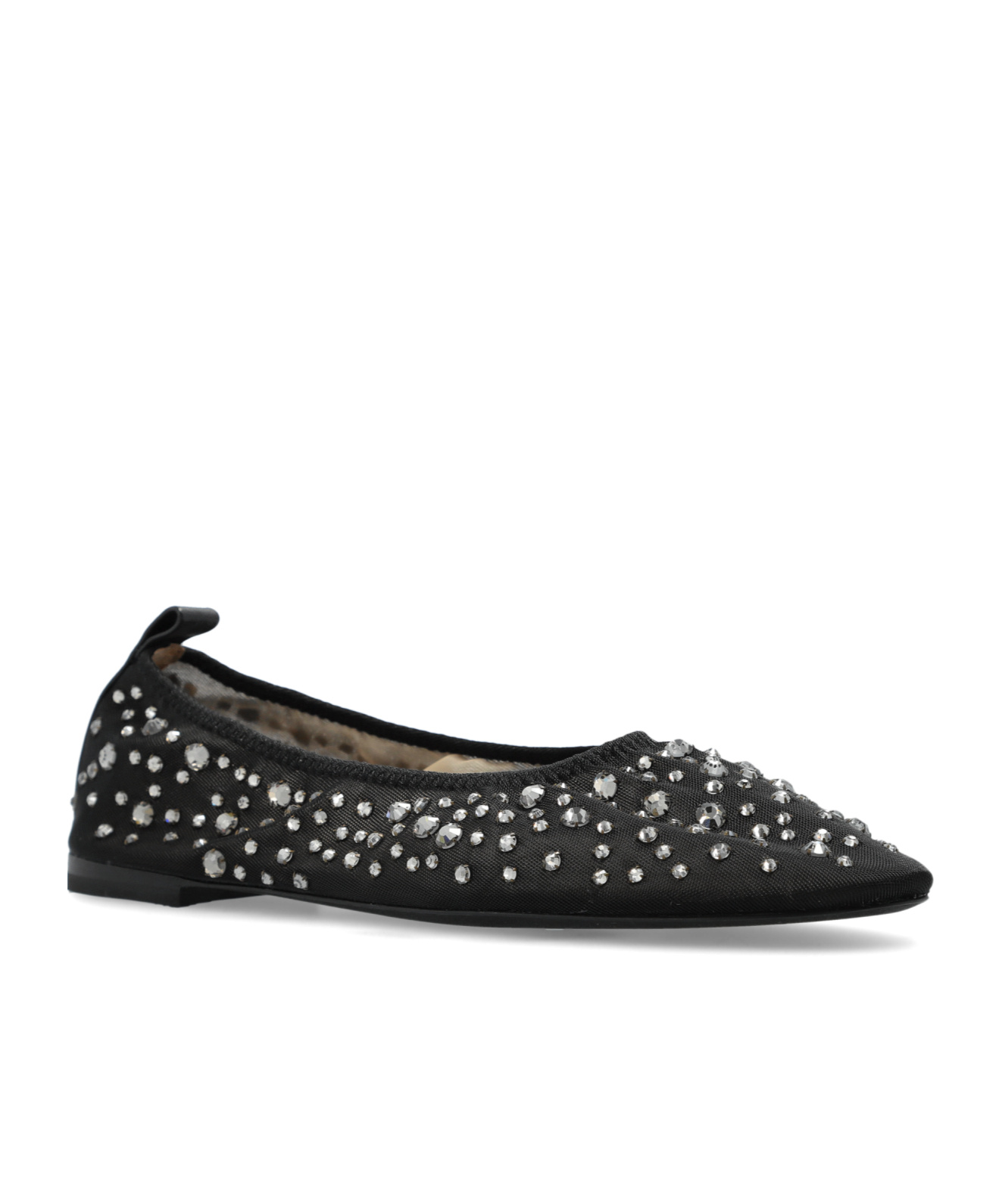 Shop Tory Burch Crystal Embellished Ballerina Shoes In Black