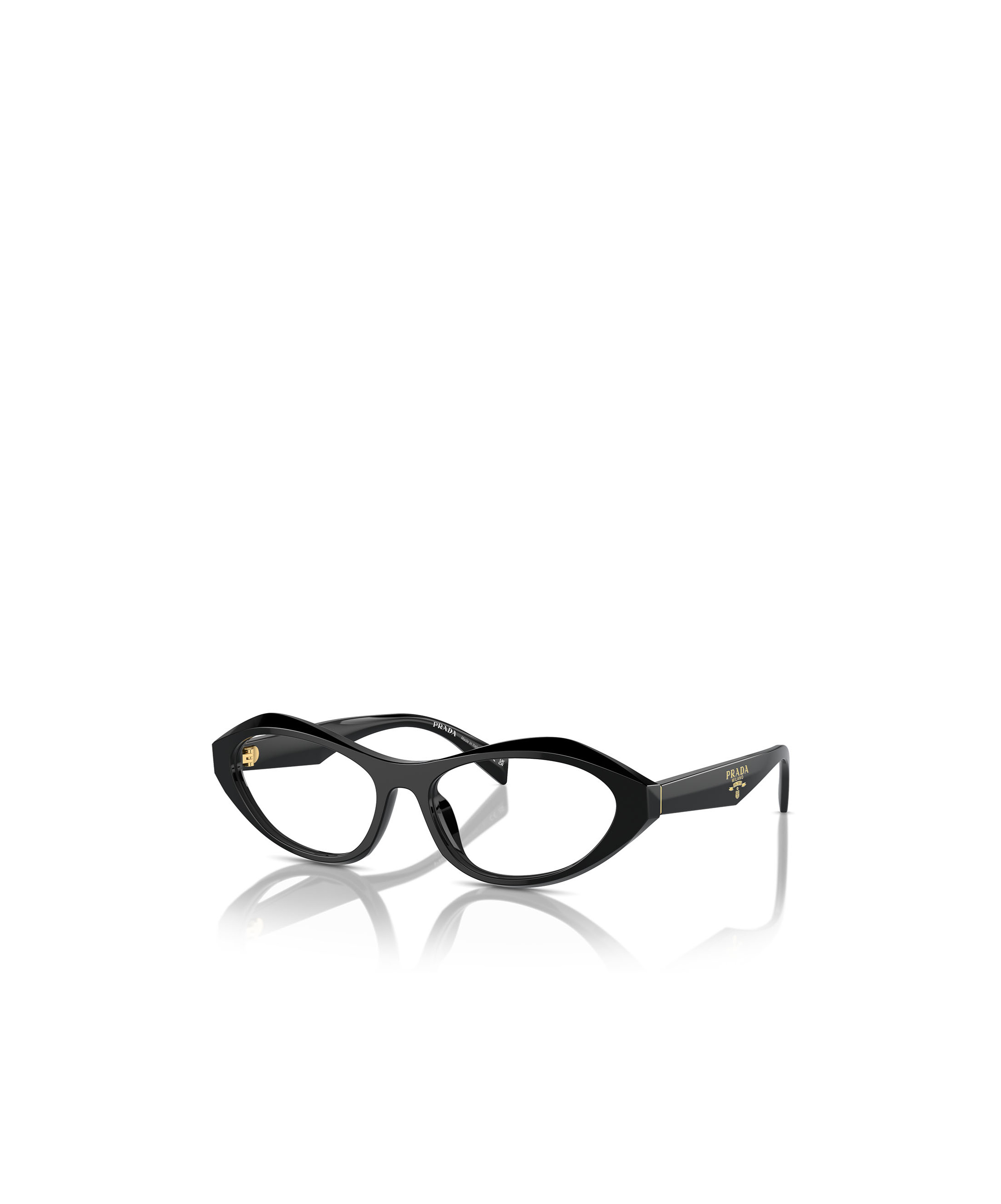 Prada Logo-engraved Oval-frame Glasses In Black