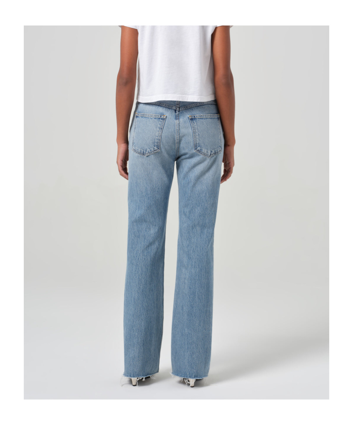 Agolde Blue Jeans With Wide Leg And Logo Patch On The Rear In Blue