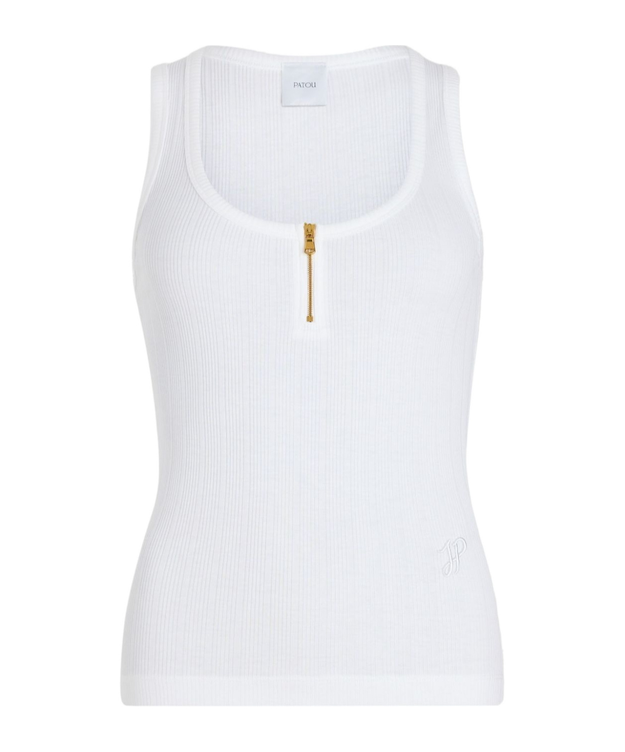 Patou White Scoop-neck Ribbed Tank Top In White