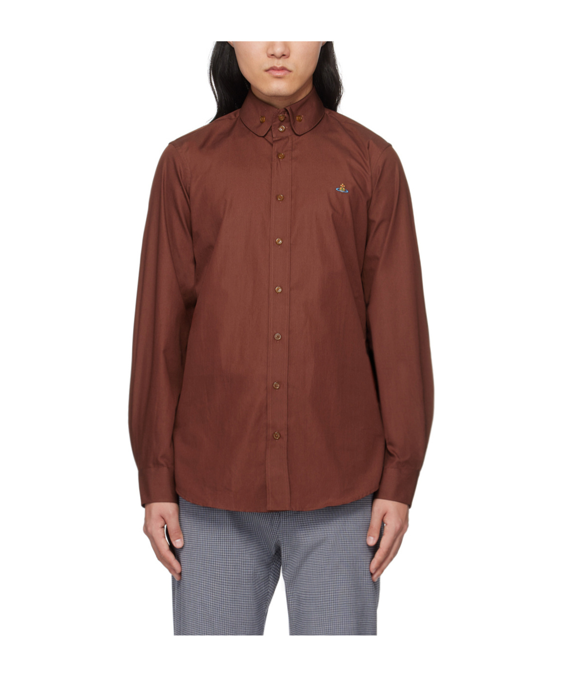 Vivienne Westwood Logo Embroidery Shirt In Brown