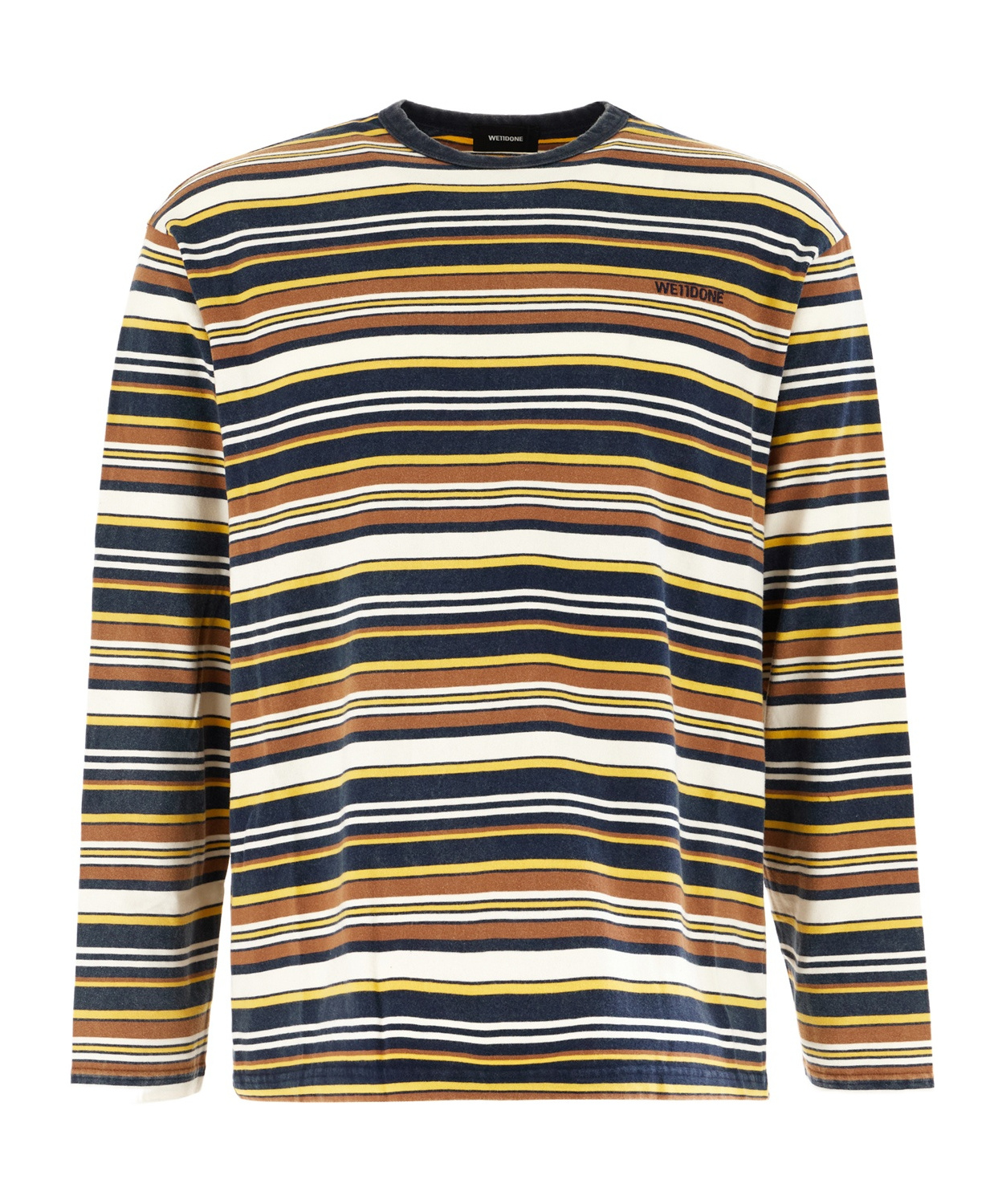 We11 Done Striped Cotton Crew Neck Long Sleeves In Multi
