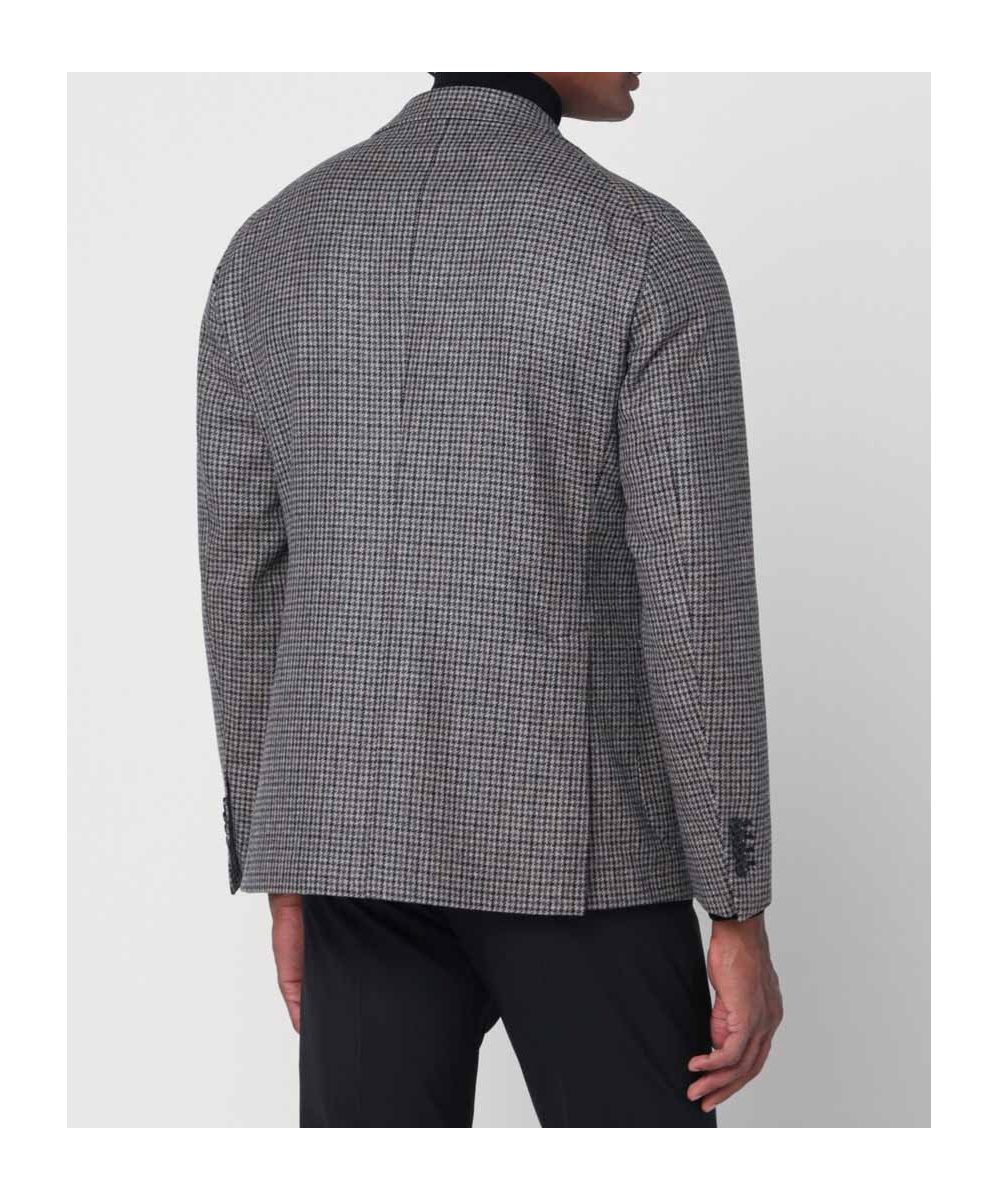 Tagliatore Houndstooth Patterned Single-breasted Blazer In Black