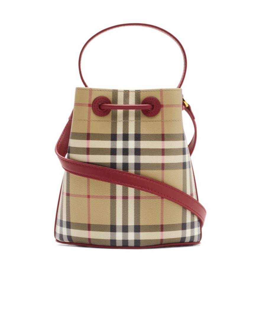 Burberry Mini Check Bucket Bag In Brown