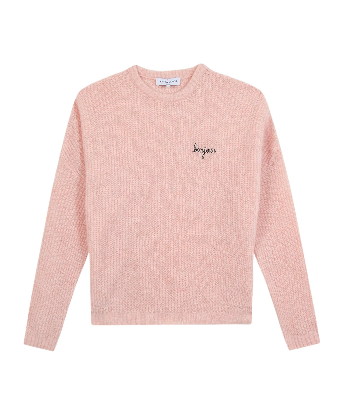 Maison Labiche Letter Embroidered Sweater In Pink