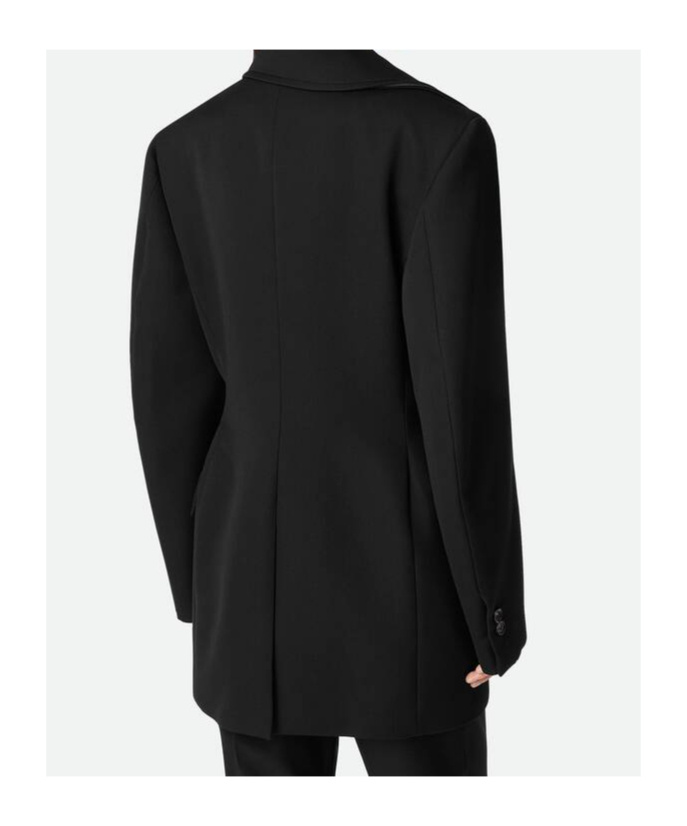 Bottega Veneta Bunny Lapel Brooch Compact Wool Jacket In Black