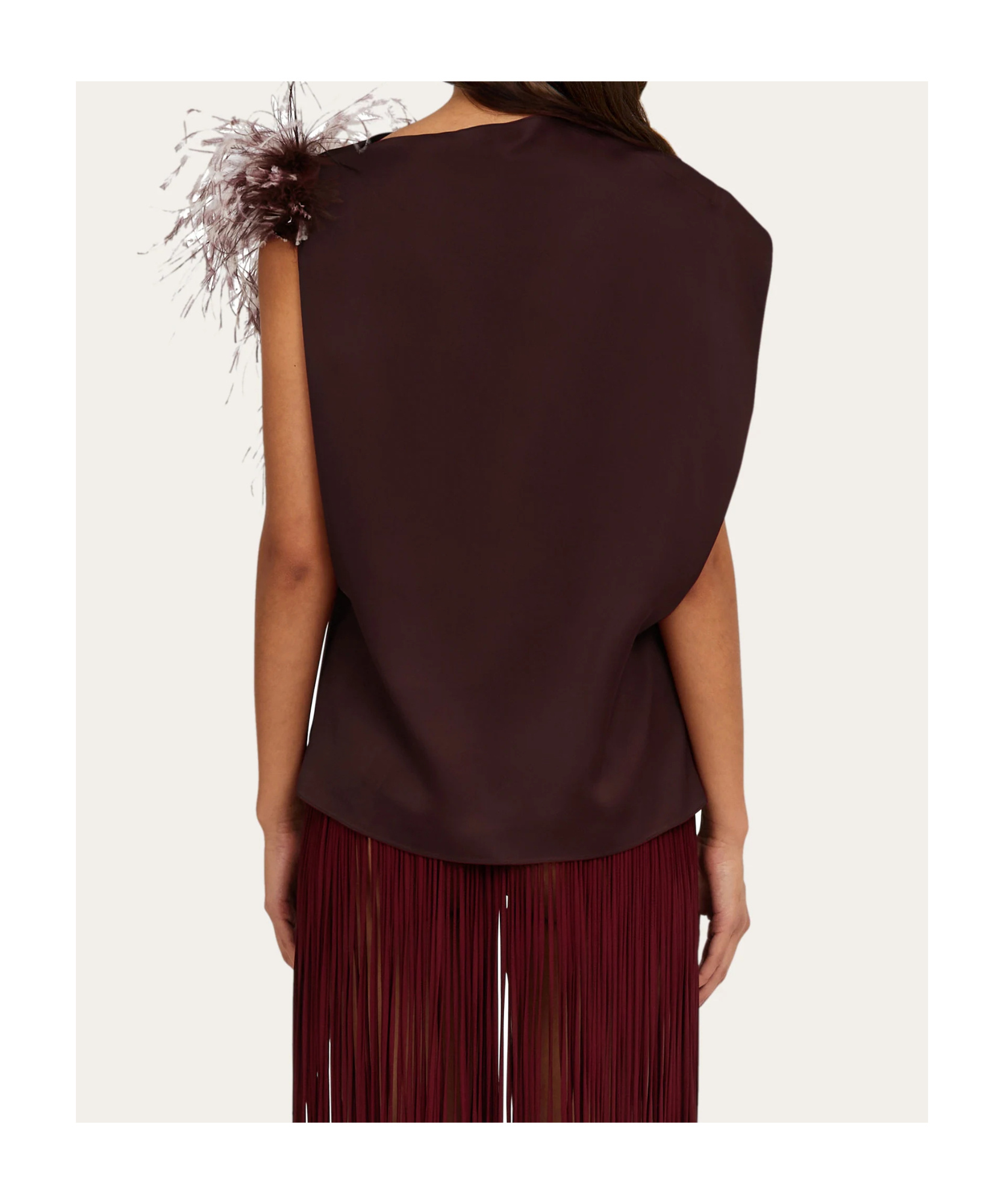 FERRAGAMO ASYMMETRICAL FEATHER VEST