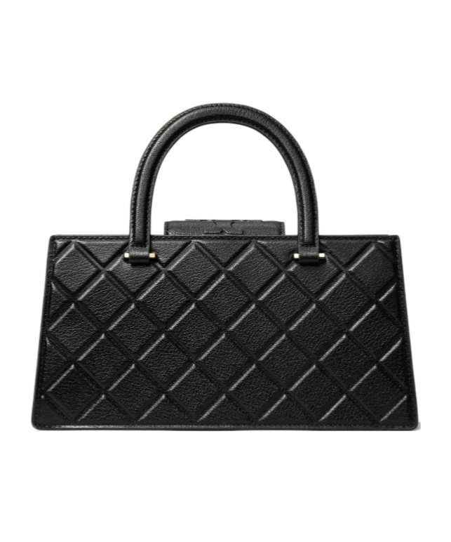 Tory Burch Fleming Top Handle Leather Satchel In Black