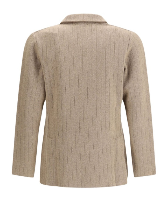 Lardini Double-breasted Knit Jacket In Gold