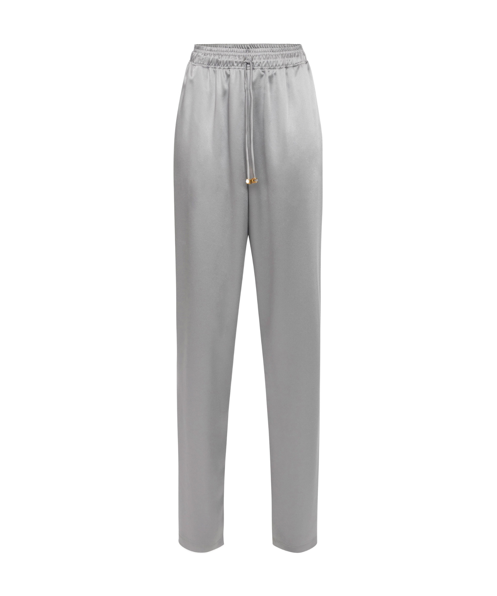 Elisabetta Franchi Satin Tapered Trousers In Gray