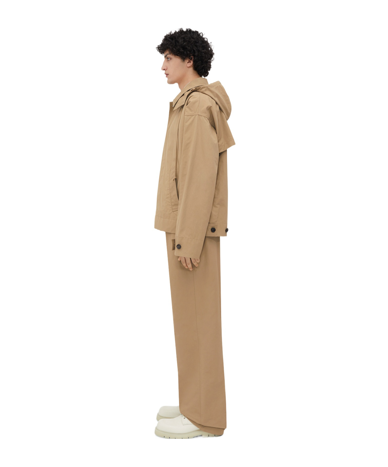 Bottega Veneta Beige Bi-color Tech Jacket In Brown