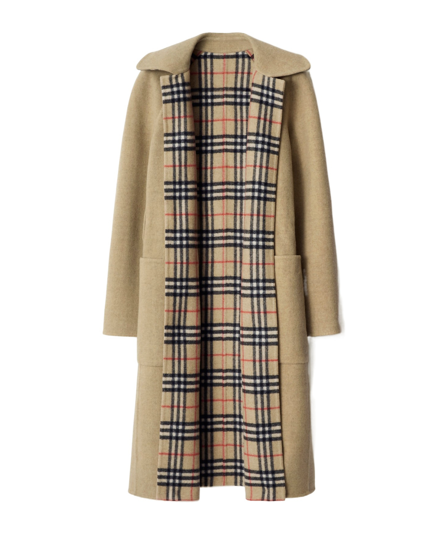 Burberry Reversible Wool Wrap Coat In Brown