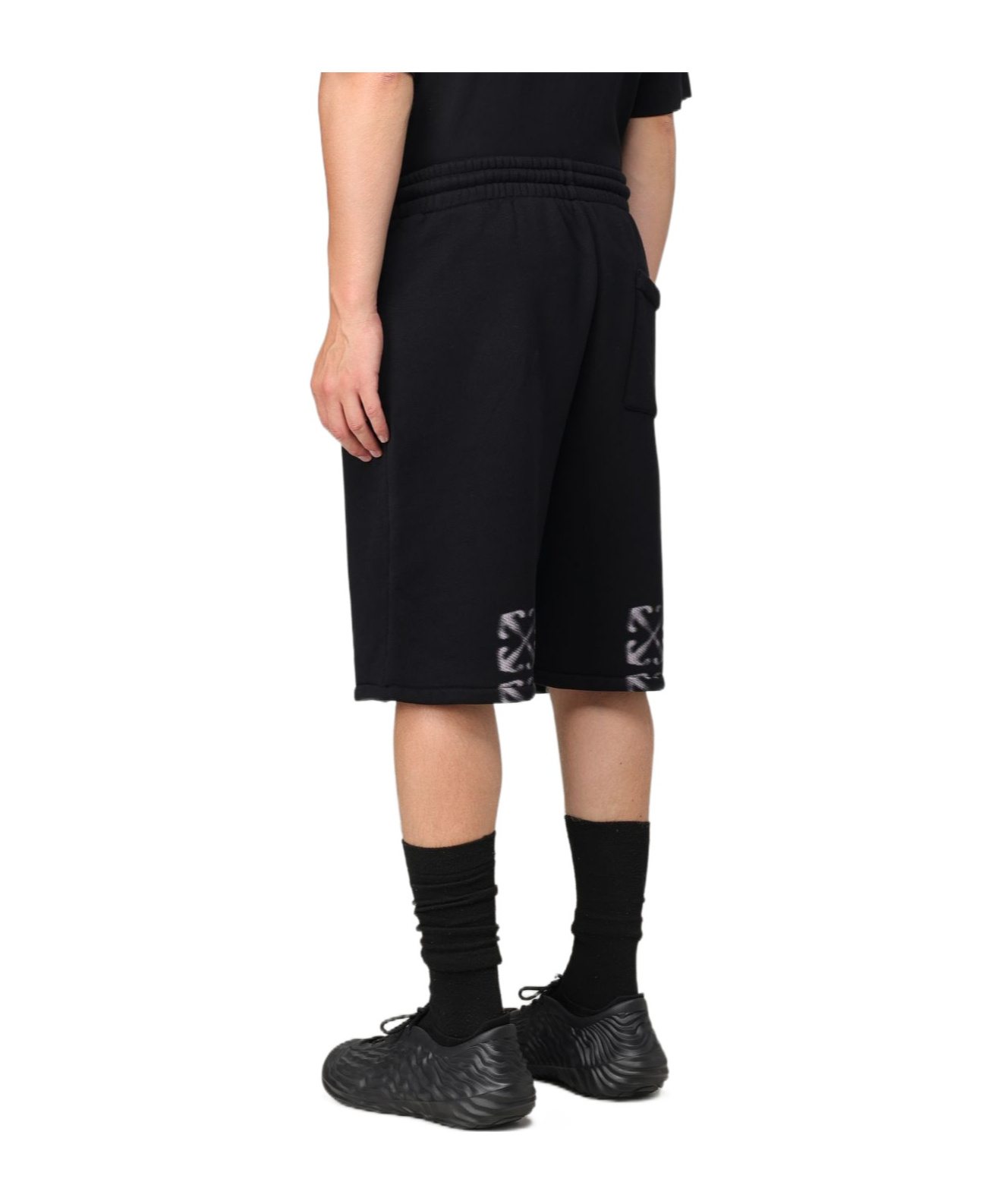 Off-white Off White "sporty Bermuda Shorts With Embroidered Arrow In Black