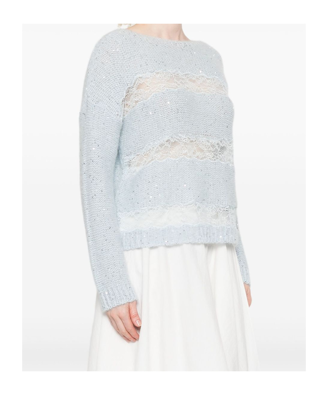 Ermanno Firenze Knitwear With Lace And Sequin Embellishments In Blue