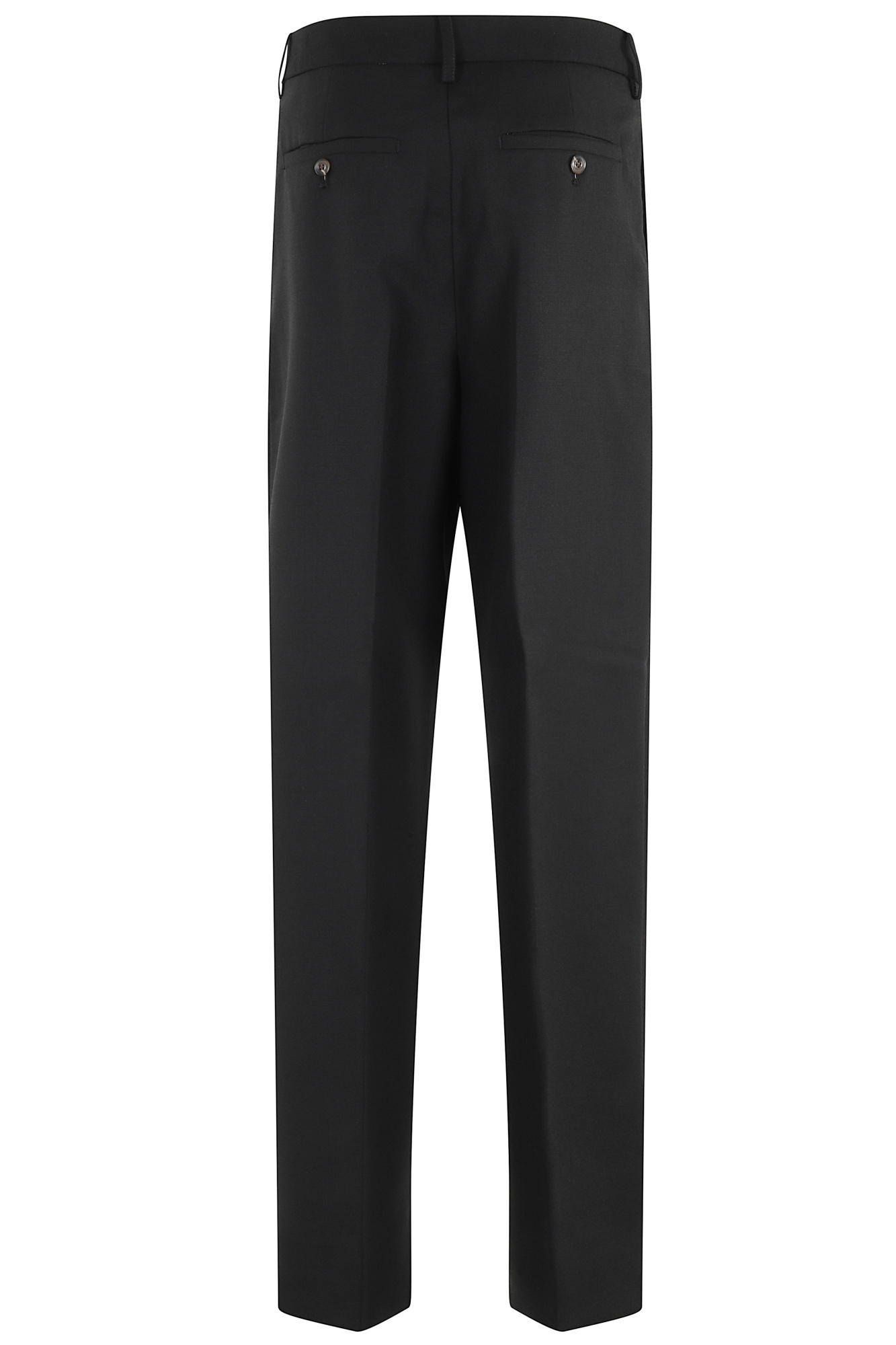 Soeur Curved Pleat Ankle-length Straight Pants In Virgin Wool In Black