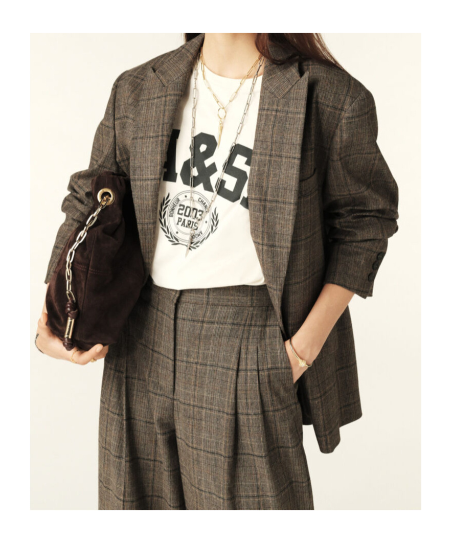 Bash Checked Blazer In Brown