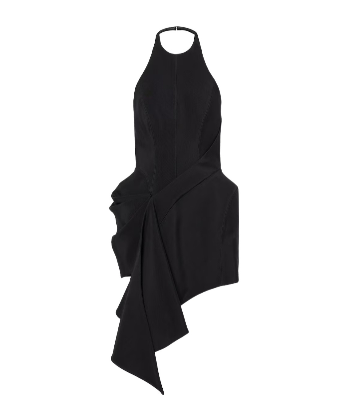 Mugler Asymmetric Ruffle Mini Dress In Black