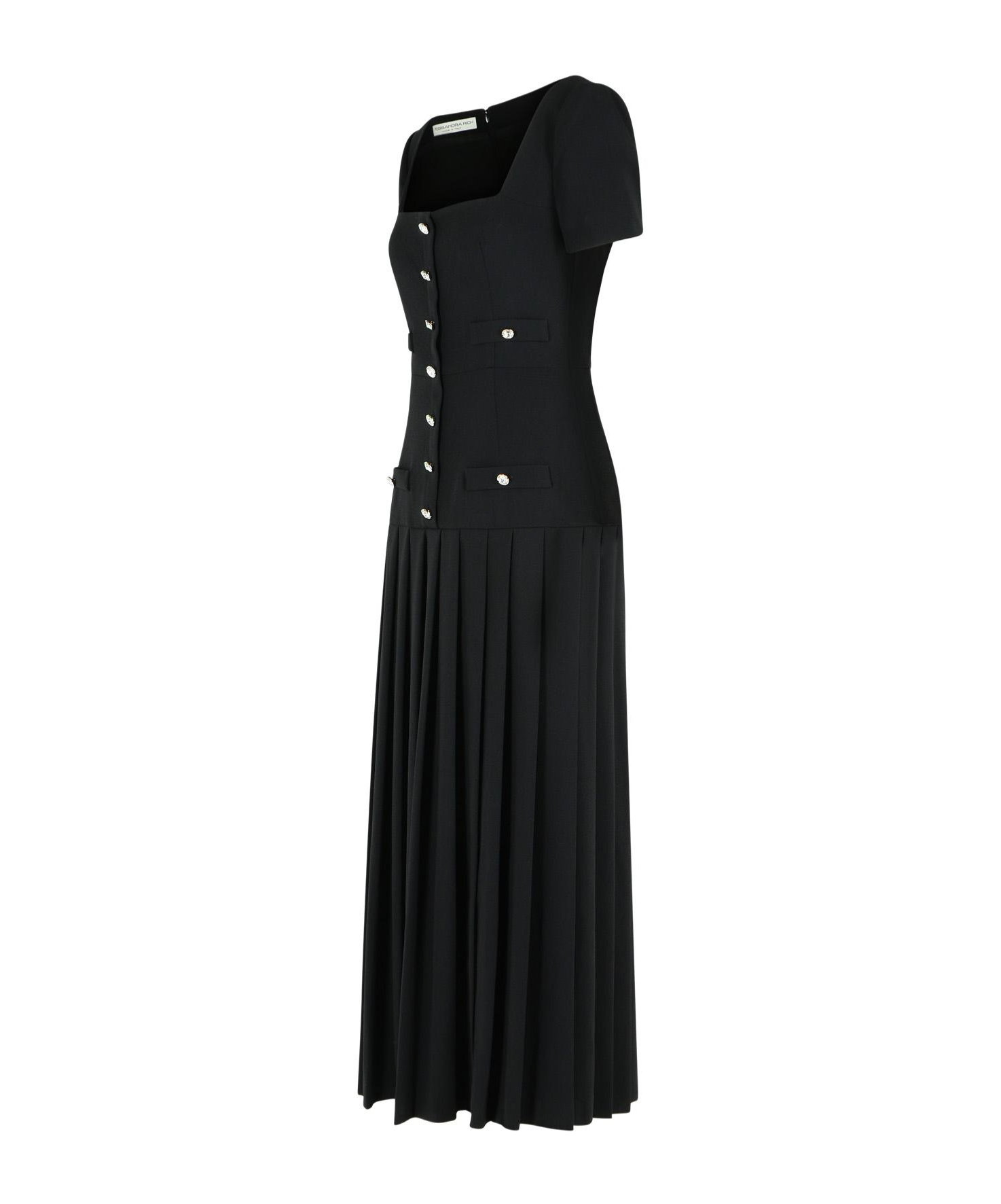 Alessandra Rich Wool Dress With Button Detailing In Black