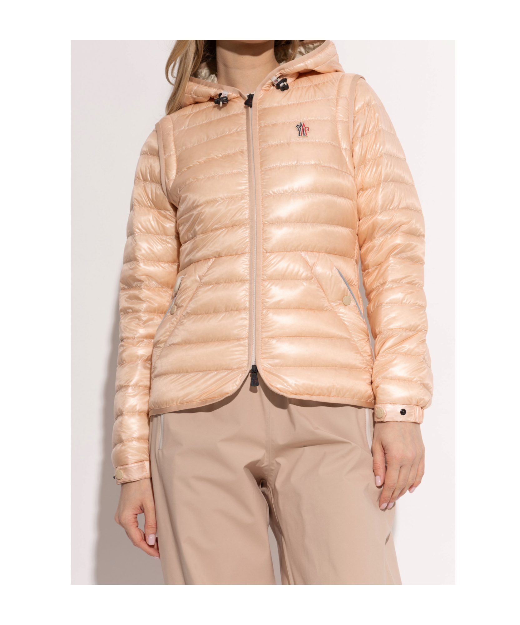 Moncler Long-sleeved Down Jacket In Nude