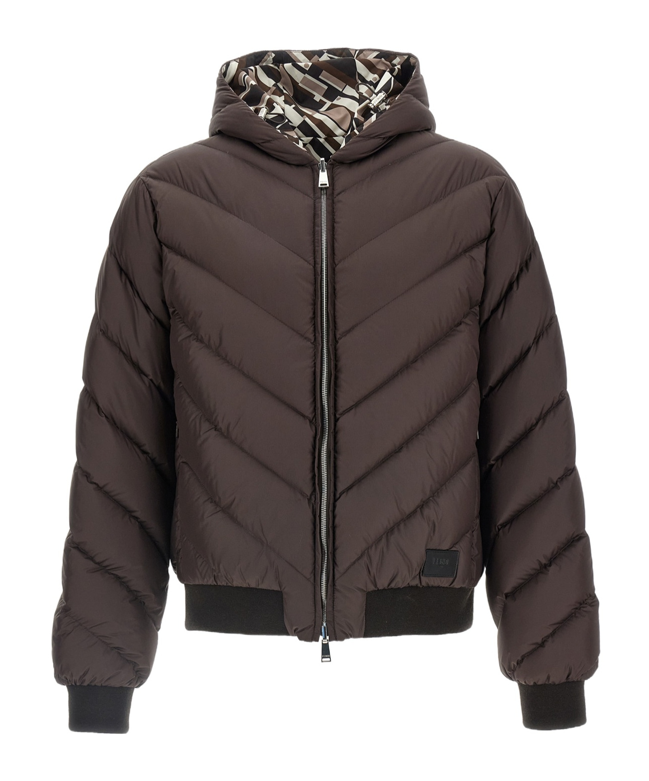 Fendi Reversible Down Jacket Puffer Jackets Beige In Brown
