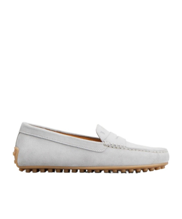 Tod's Gommino Penny-slot Suede Loafers In White