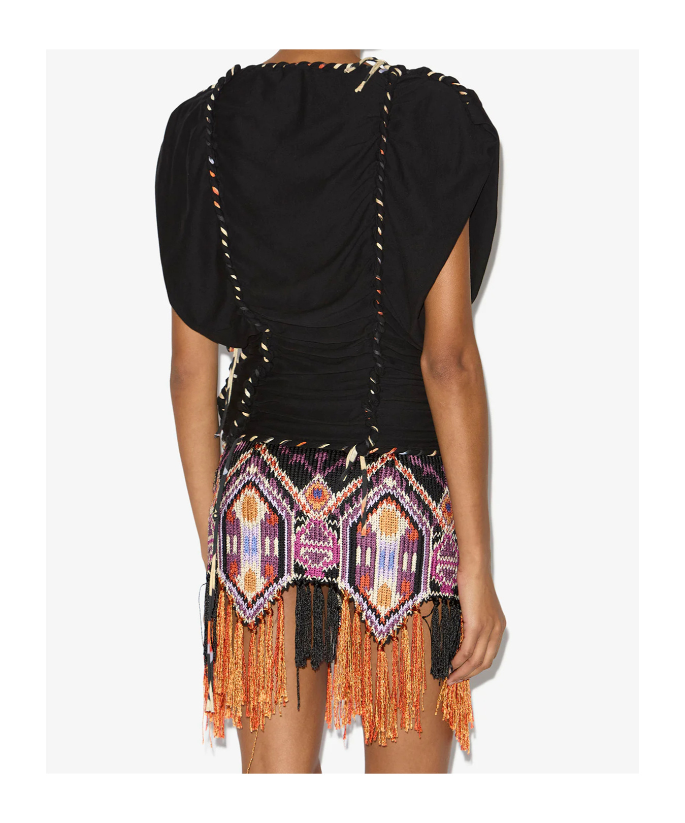 Isabel Marant Zohra Woven Jersey Top In Black