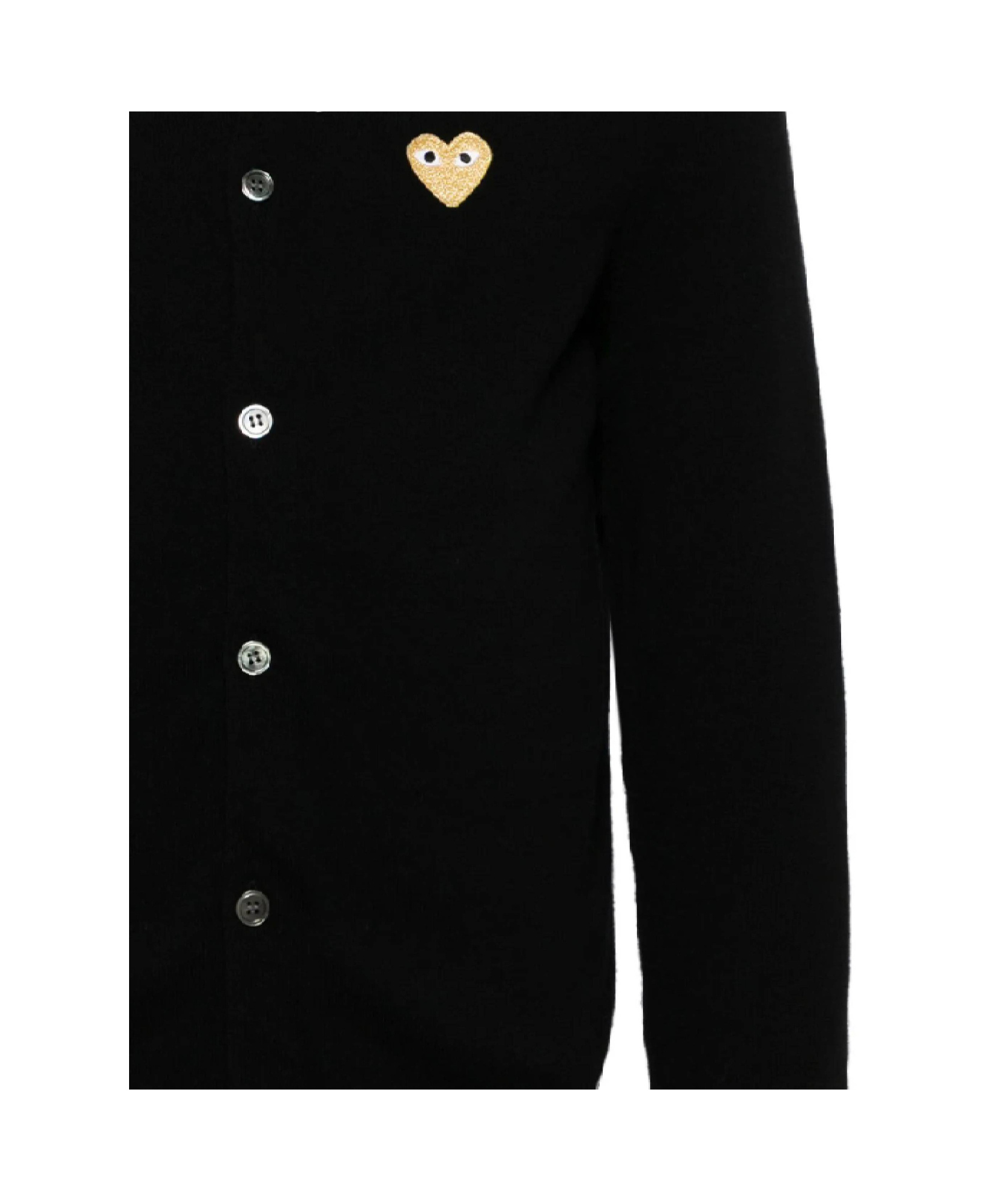Comme Des Garçons Play Heart-shaped Patch Knitted Cardigan In Black