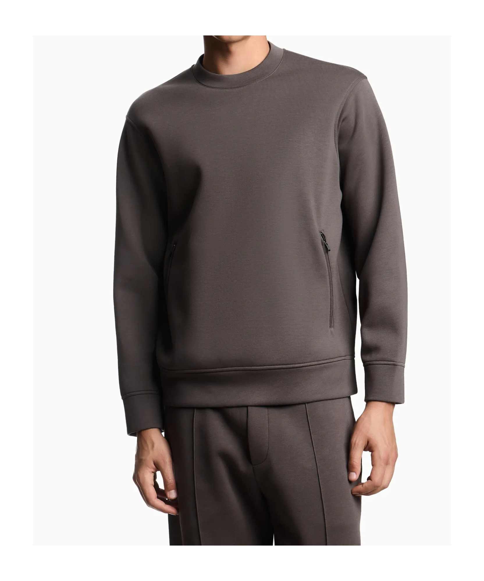 Emporio Armani Travel Essentials Sweatshirt In Double Jersey In Gray