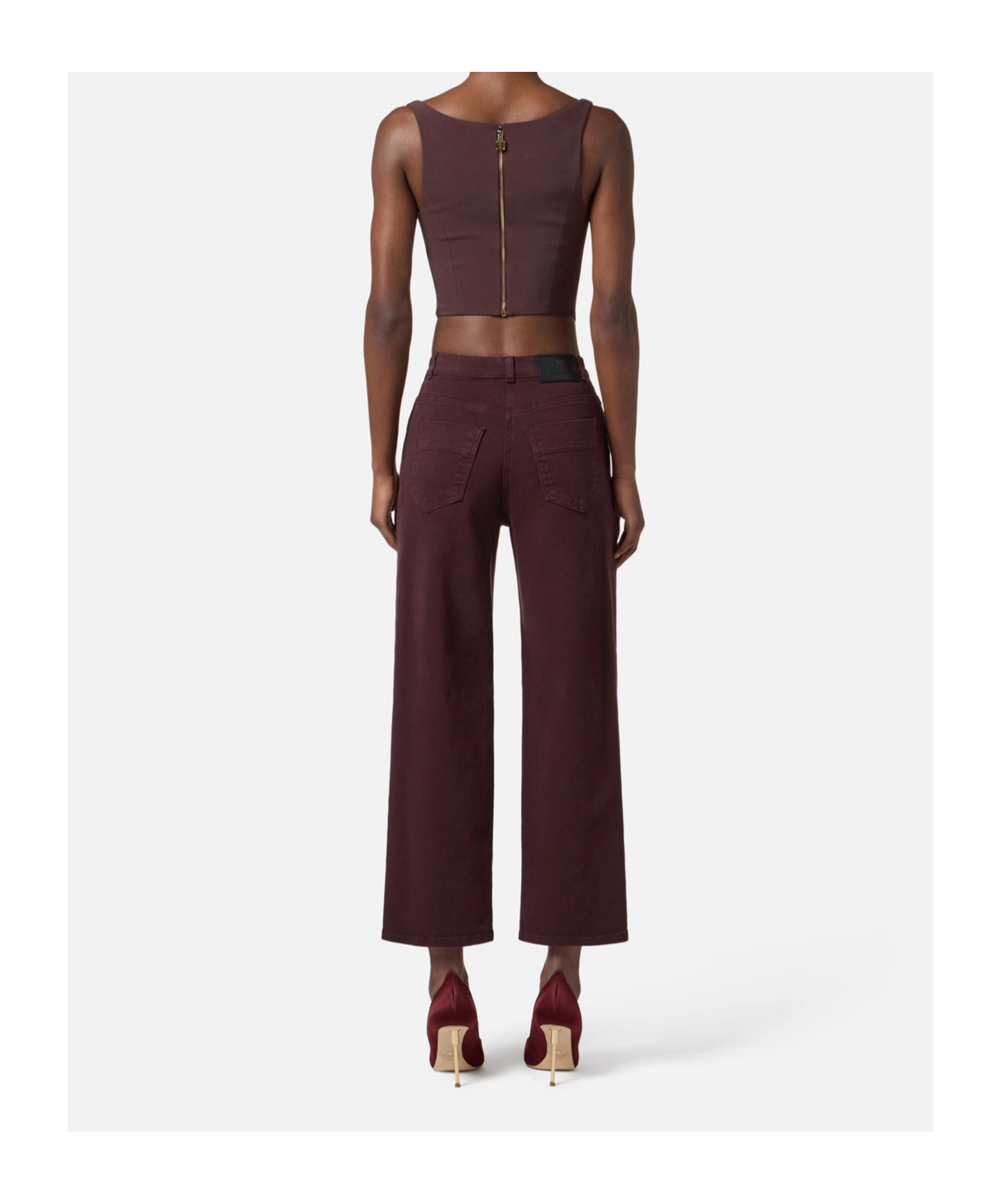 Elisabetta Franchi Logo-plaque Card-holder Jeans In Purple