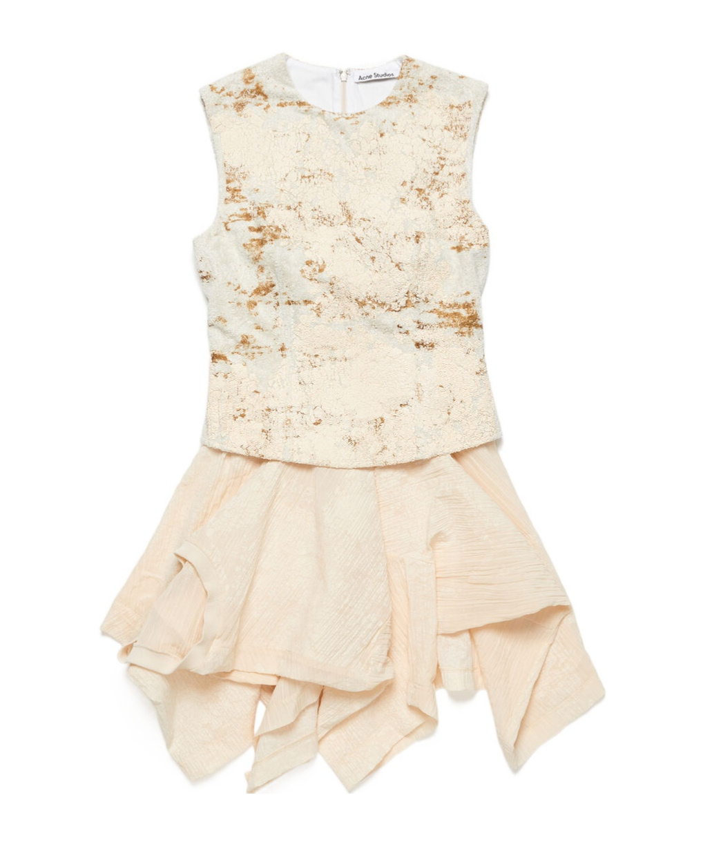 Acne Studios Printed Cotton-blend Minidress In Nude