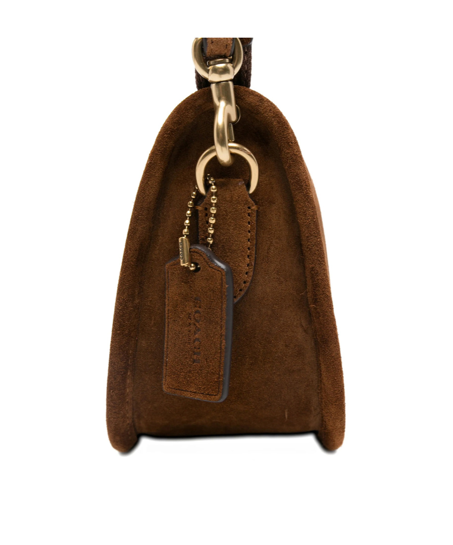 Coach Chain-strap Suede Satchel Bag In Brown