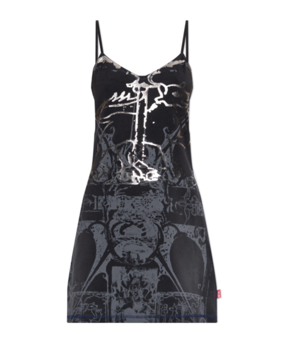 Diesel D-longy Metallic-print Slip Dress