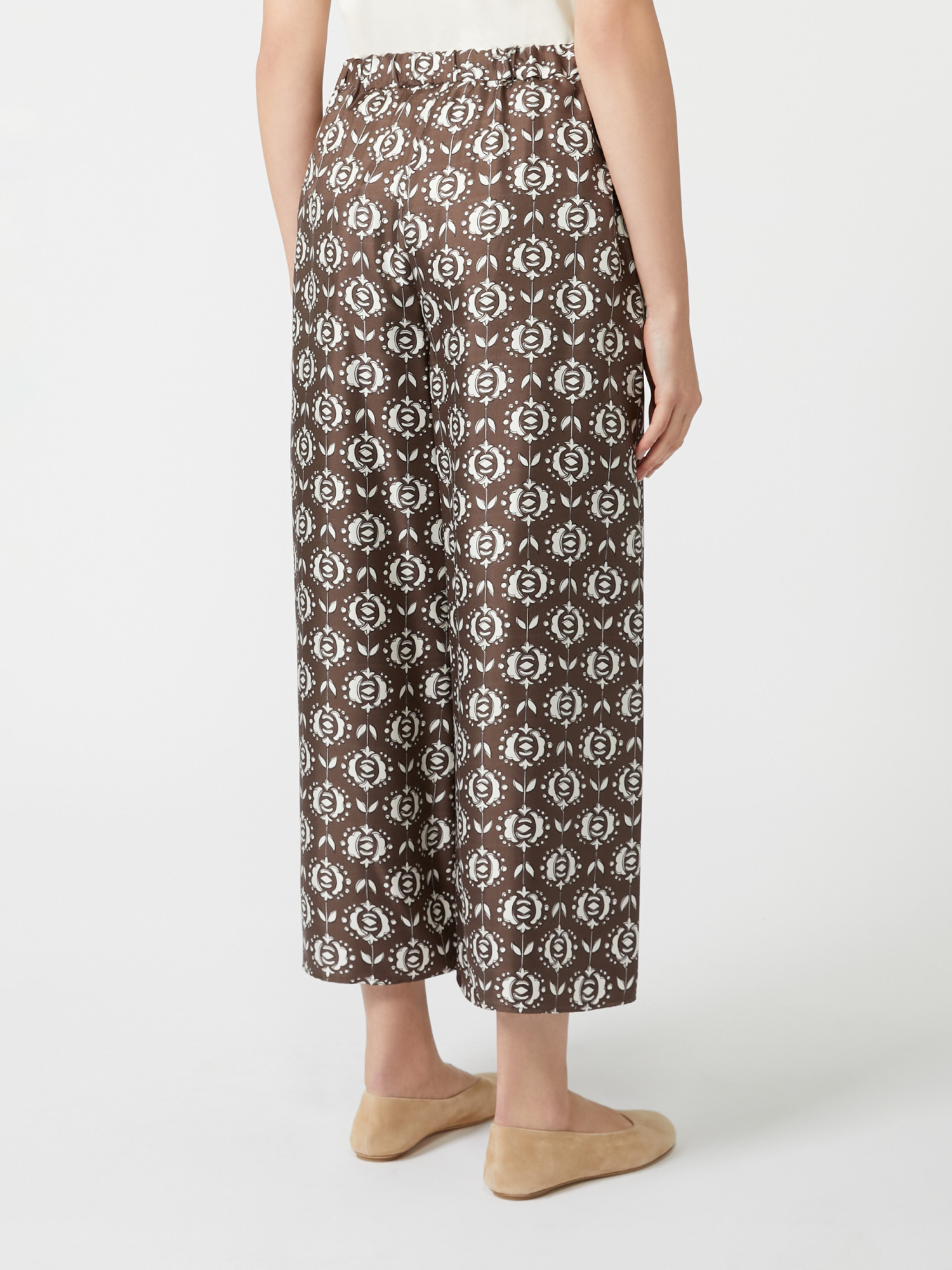 Weekend Max Mara Printed Wide Leg Trousers In Black