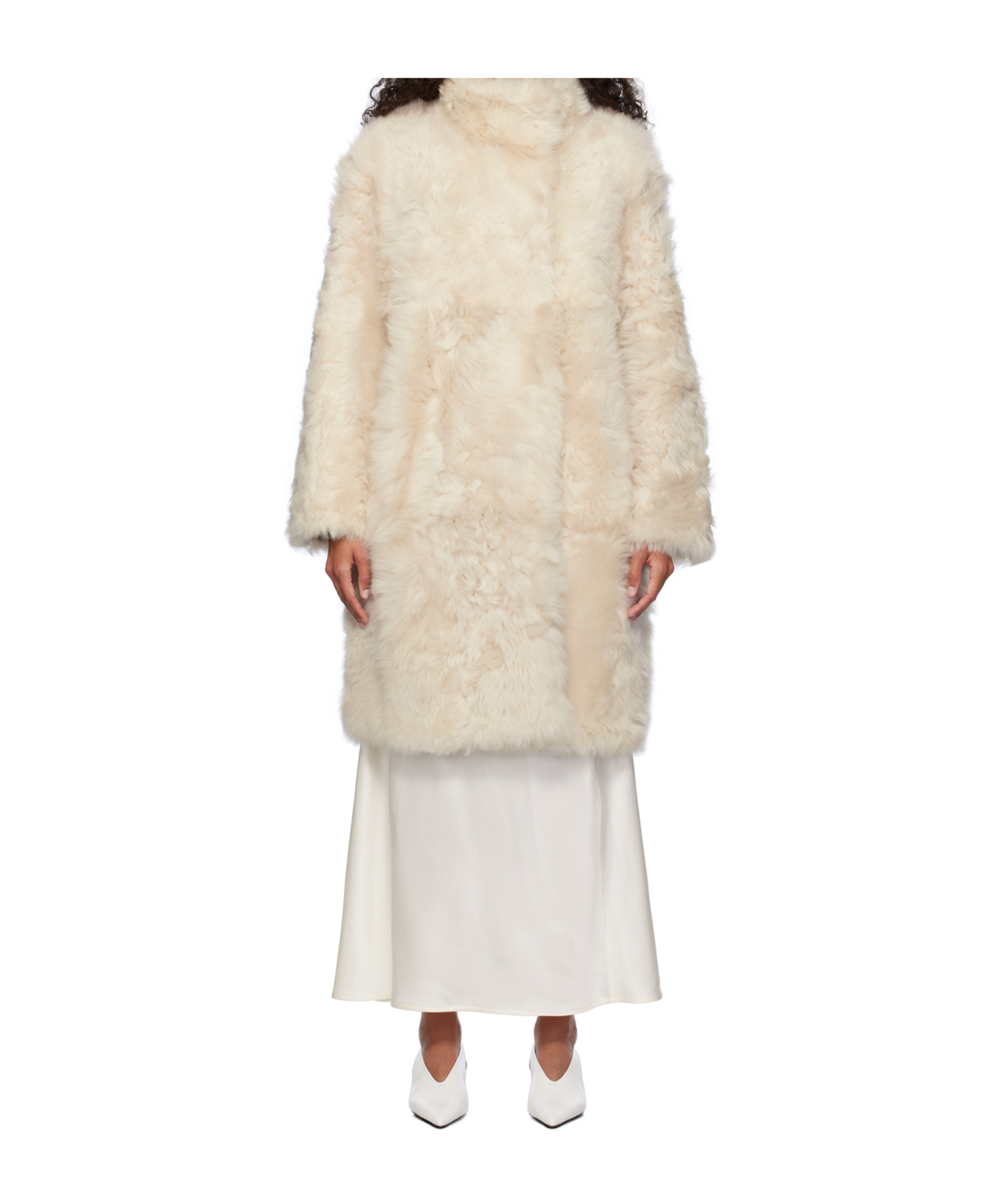 Shop Yves Salomon Long-sleeved Double-sided Coat In Nude
