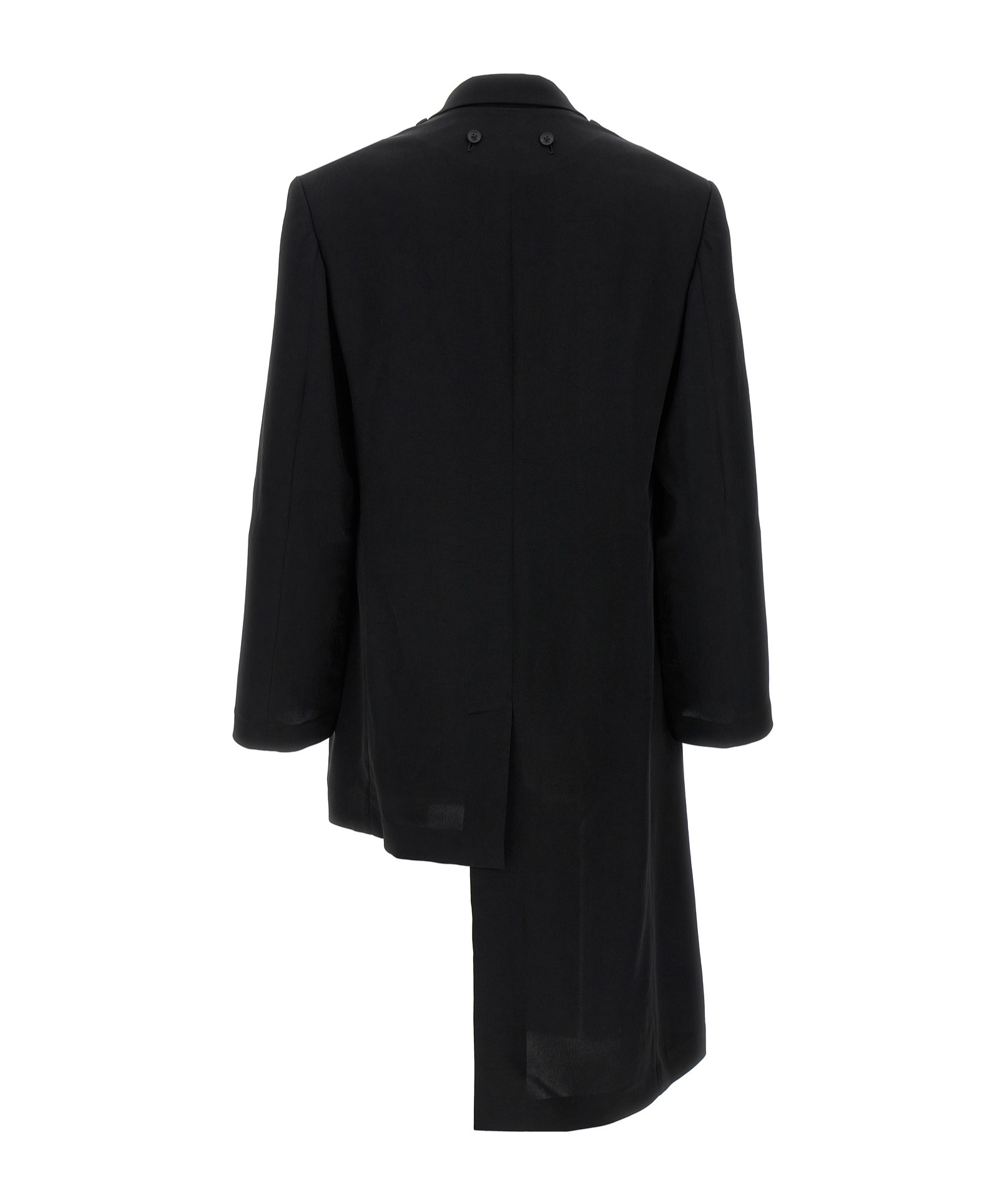 Yohji Yamamoto Asymmetrical Blazer Longline Notched Lapels In Black