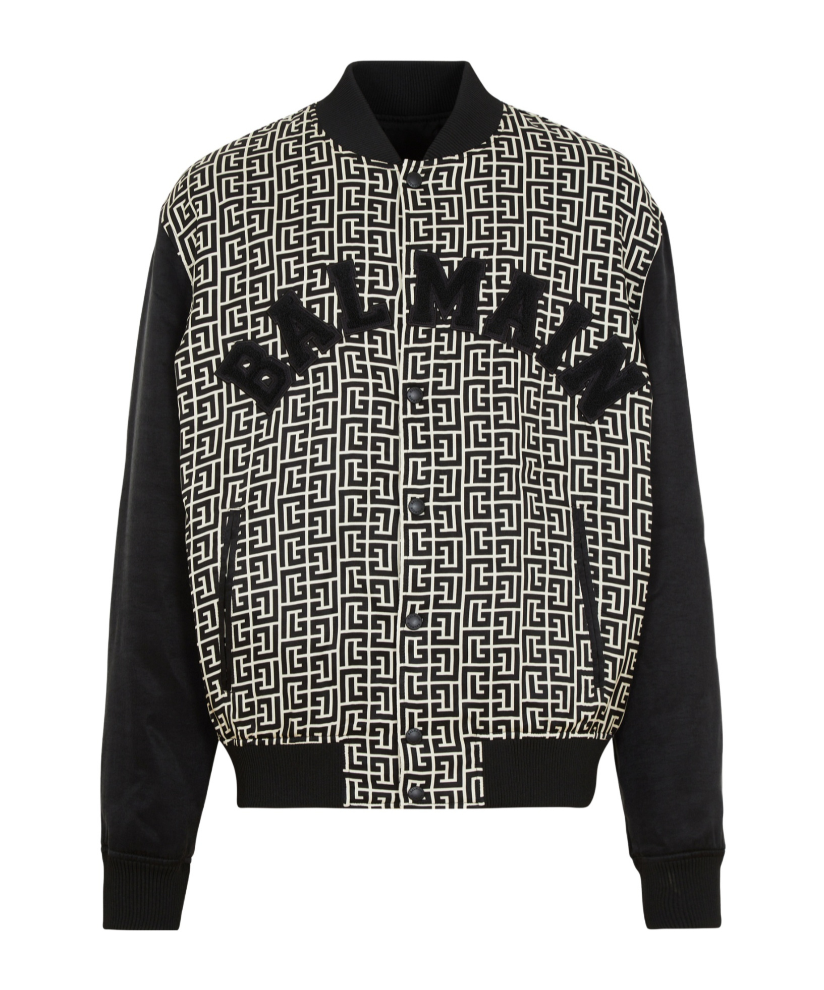 Balmain Varsity Monogrammed Jacket With Patches In Black