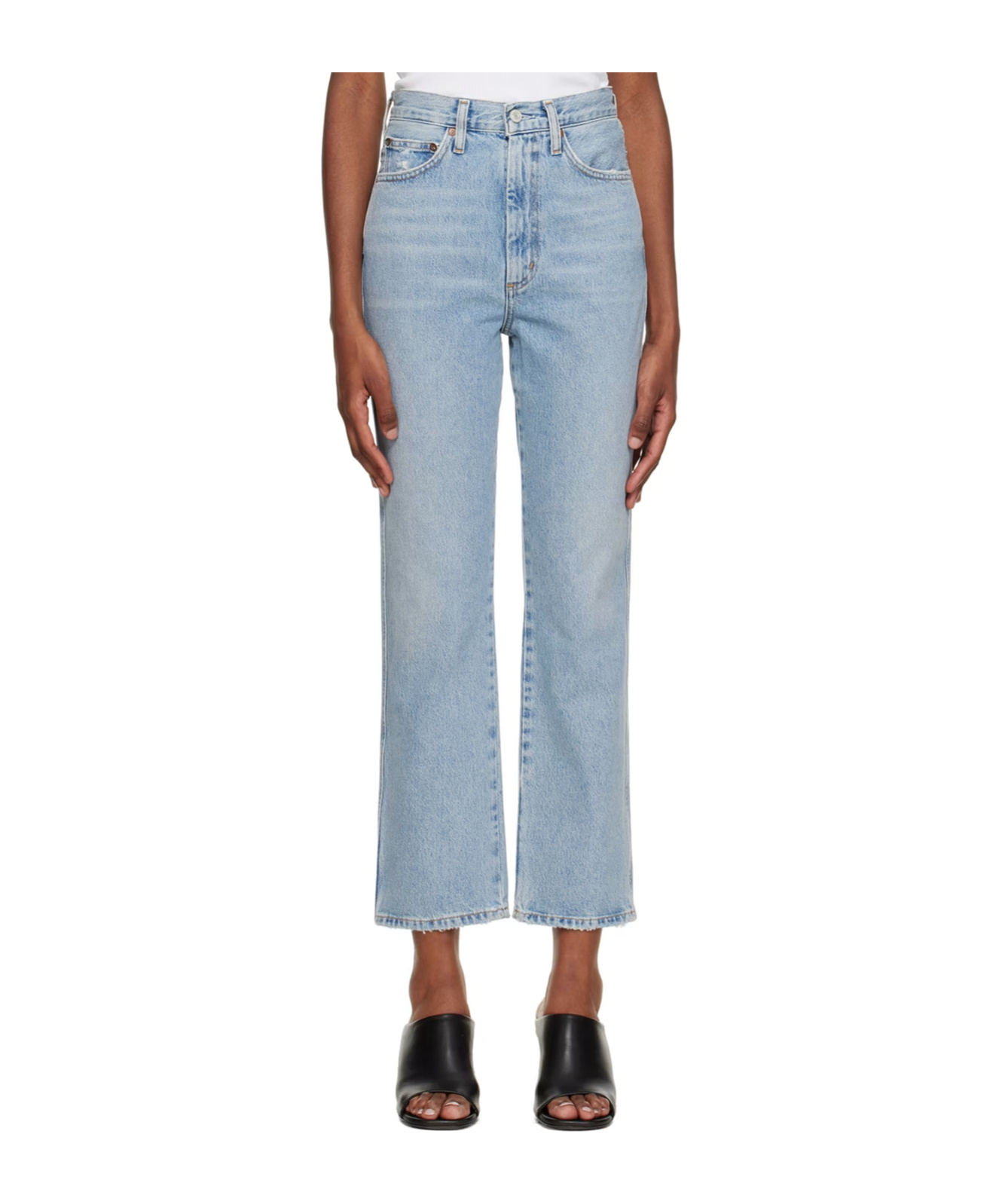 Agolde High Waist Denim Trousers In Blue