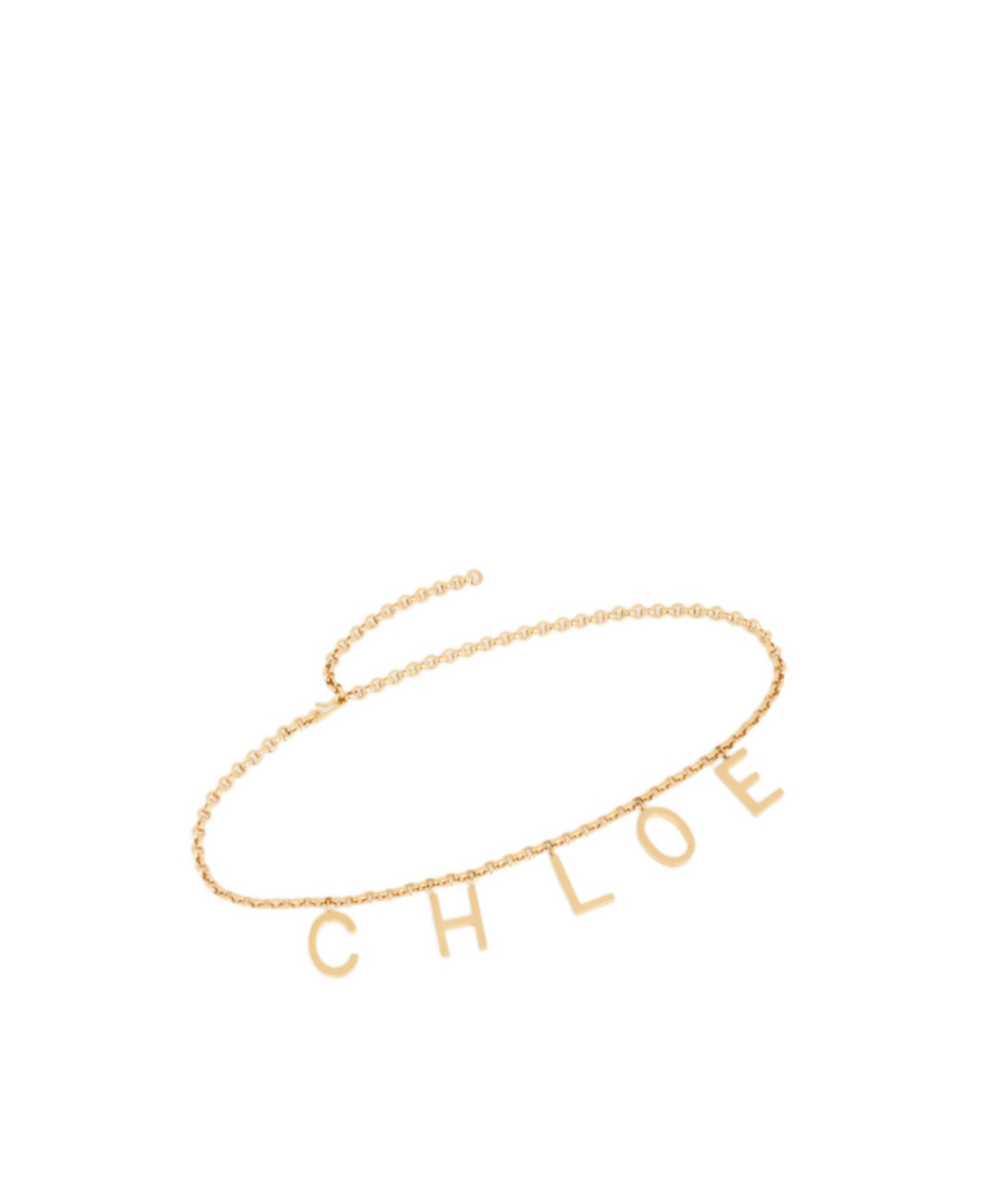 Chloé Metallic Belt With Adjustable Hook Closure And Logo Lettering Charm In Brass Woman