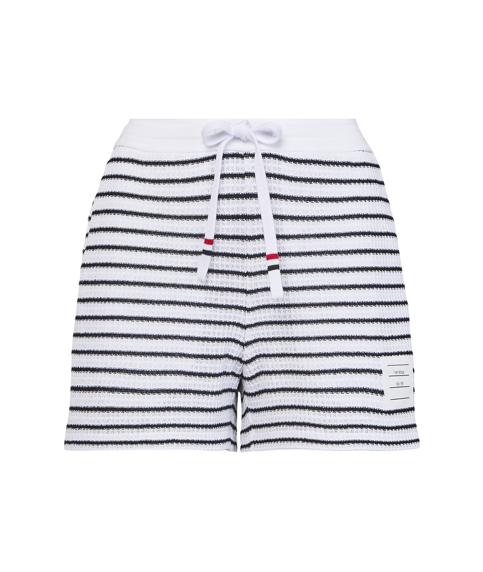 Thom Browne Striped Cotton Shorts With Adjustable Drawstring In White