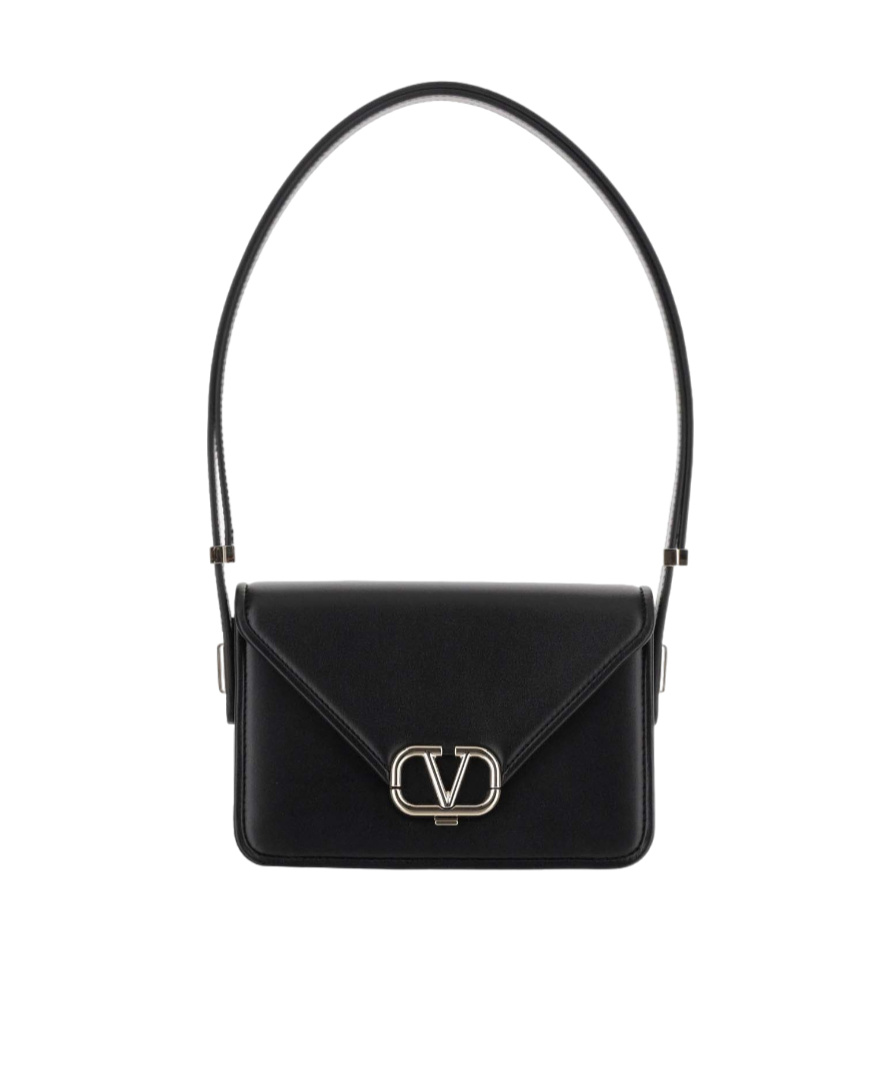 Valentino Small Letter Leather Shoulder Bag In Black