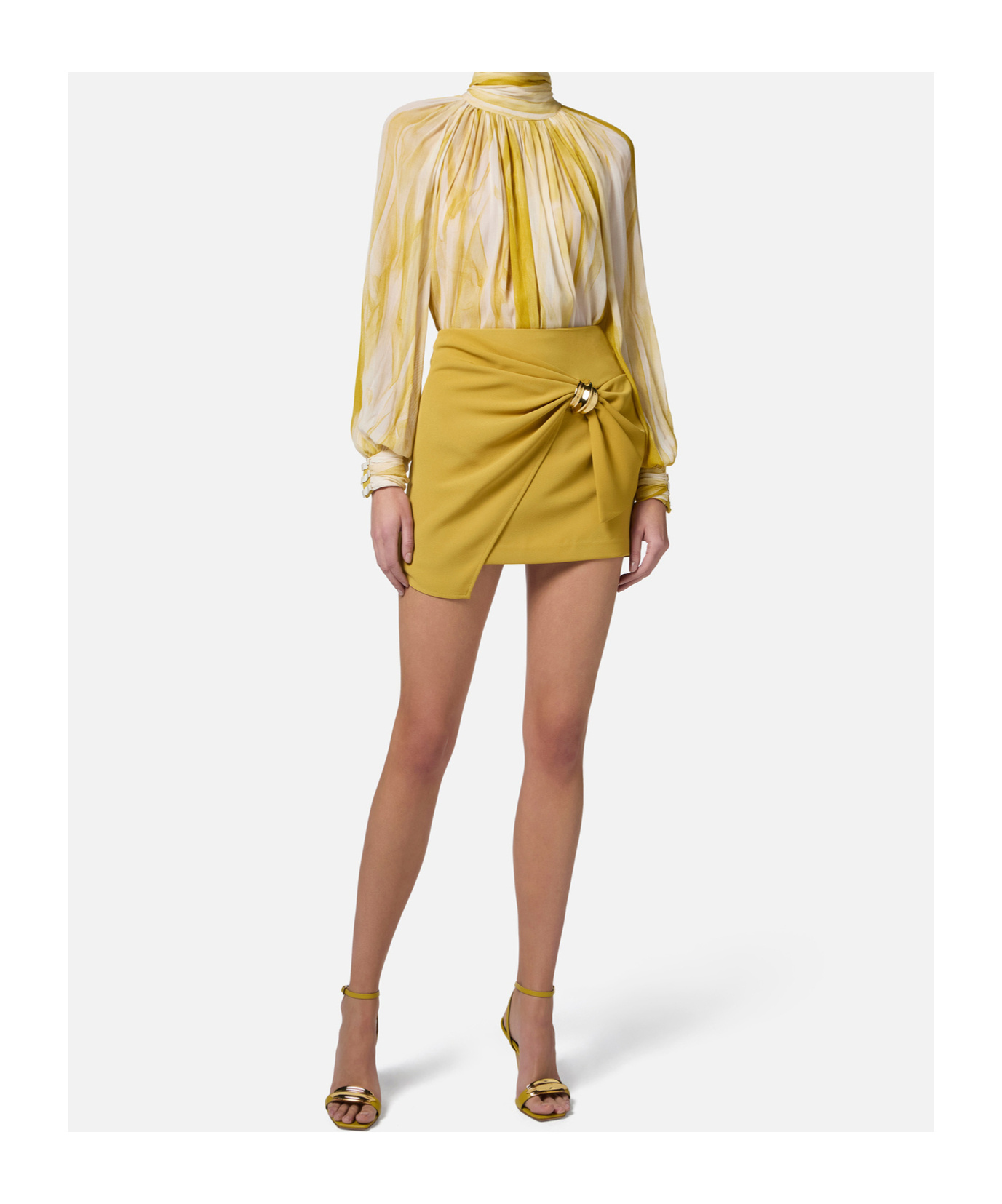 Elisabetta Franchi Butter Curry Blouse In Butter/curry