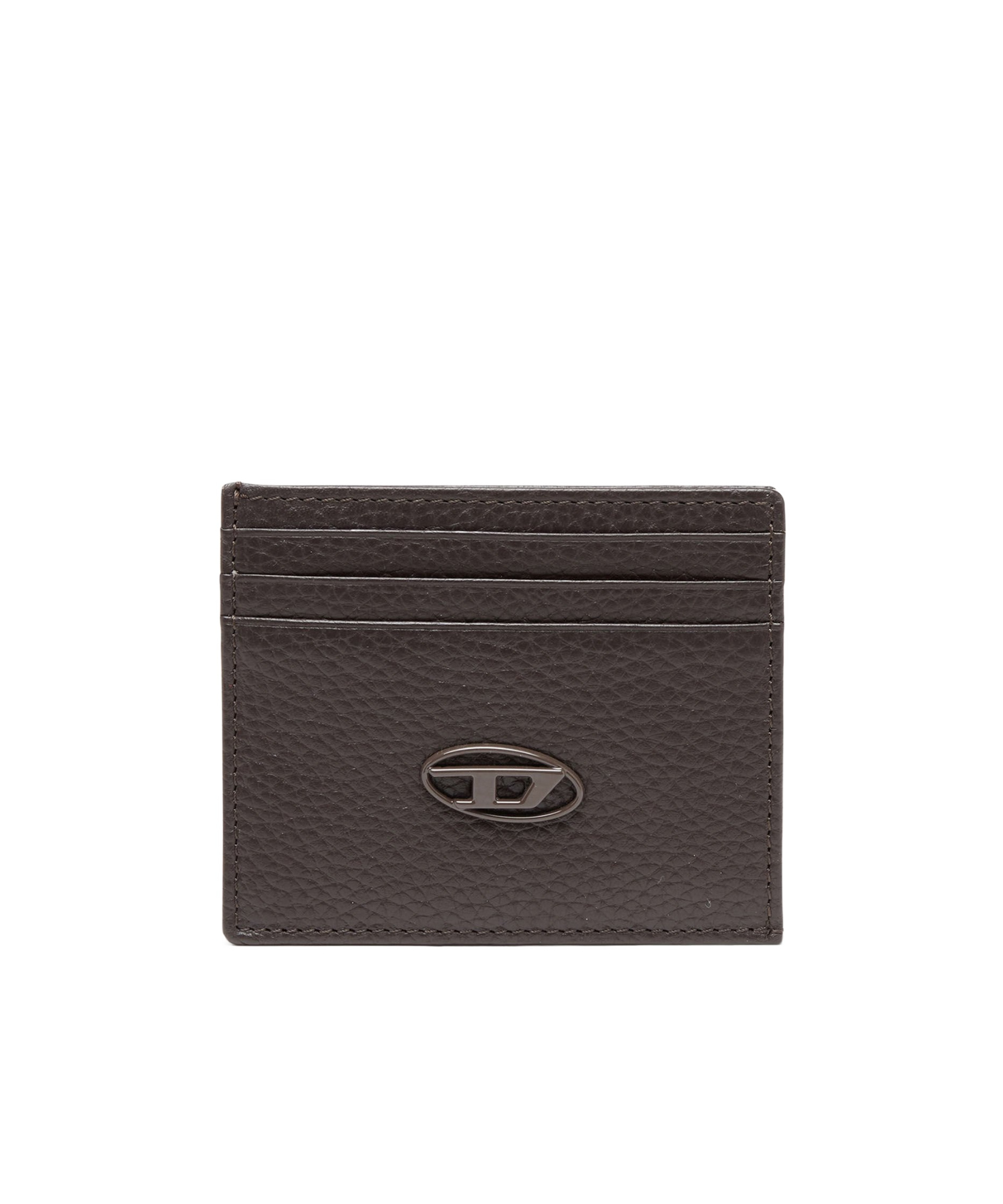 Diesel Logo-plaque Leather Card Holder In Black