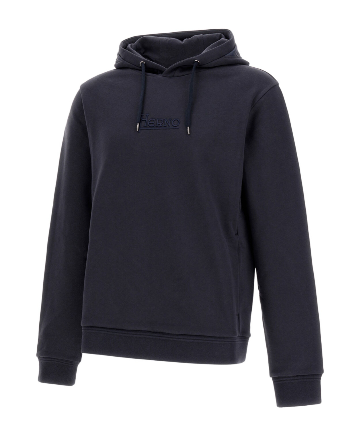 Herno Sweatshirt In Cotton Sweater And Nylon Ultralight In Blue Navy Blue