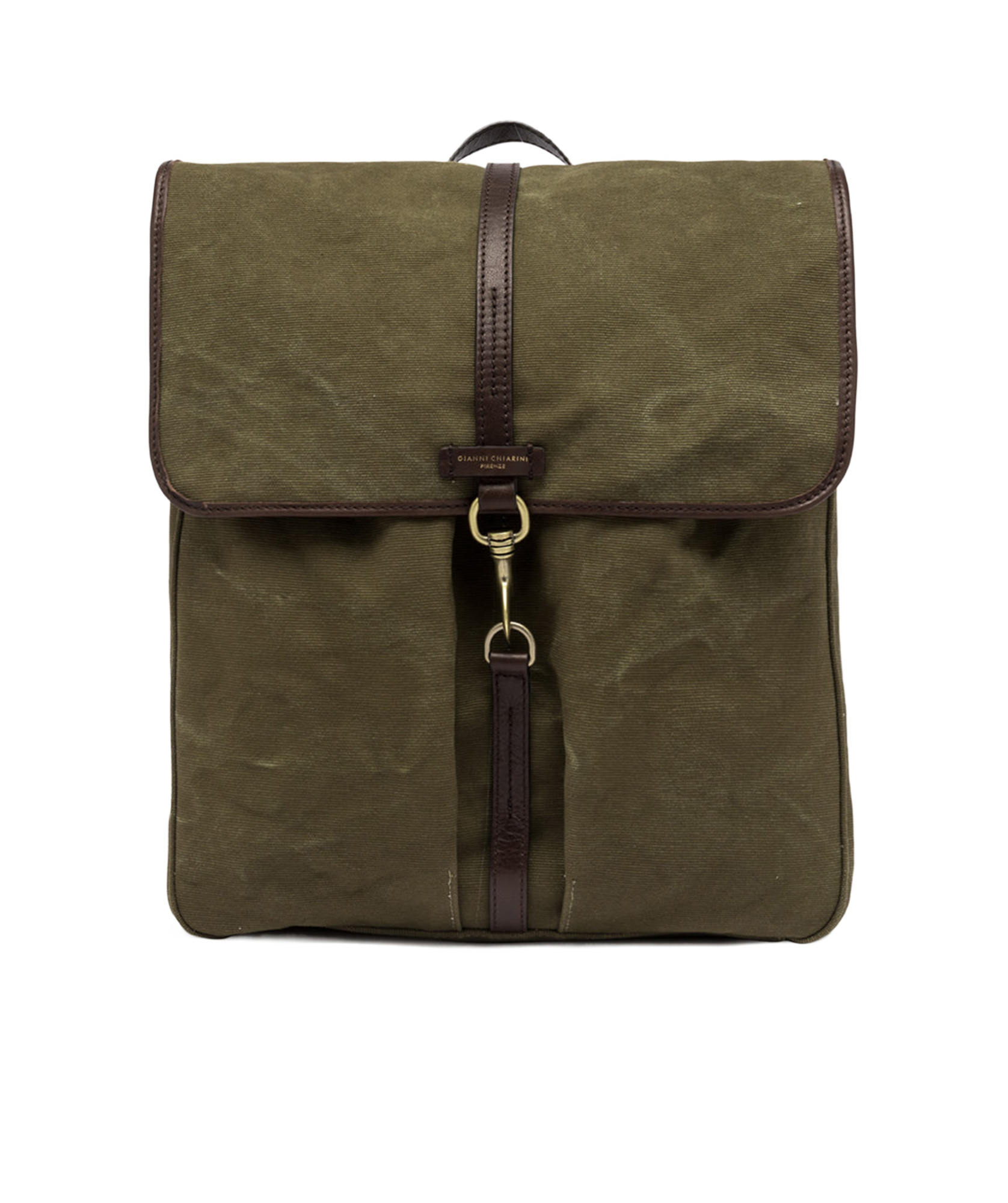 Gianni Chiarini Berlin Canvas Backpack Leather Finishes In Green