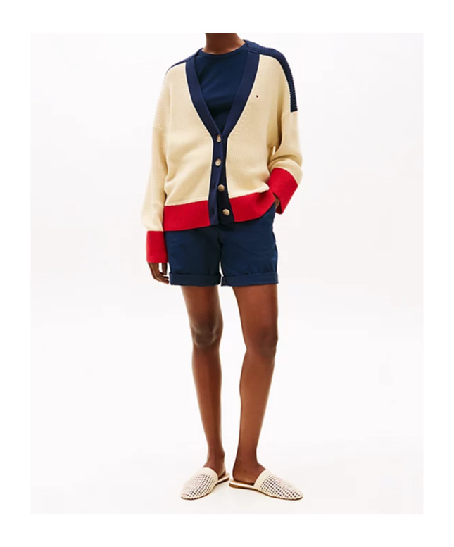 Tommy Hilfiger Relaxed V-neck Cardigan In Rural Ivory