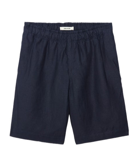 Zadig & Voltaire Regular Fit Pull On Linen Shorts In Blue