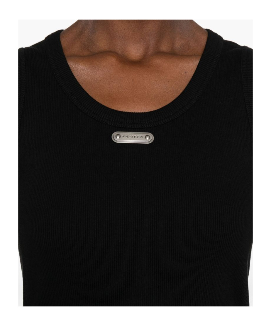 Alexander Mcqueen Ribbed Texture Sleeveless Top In Black
