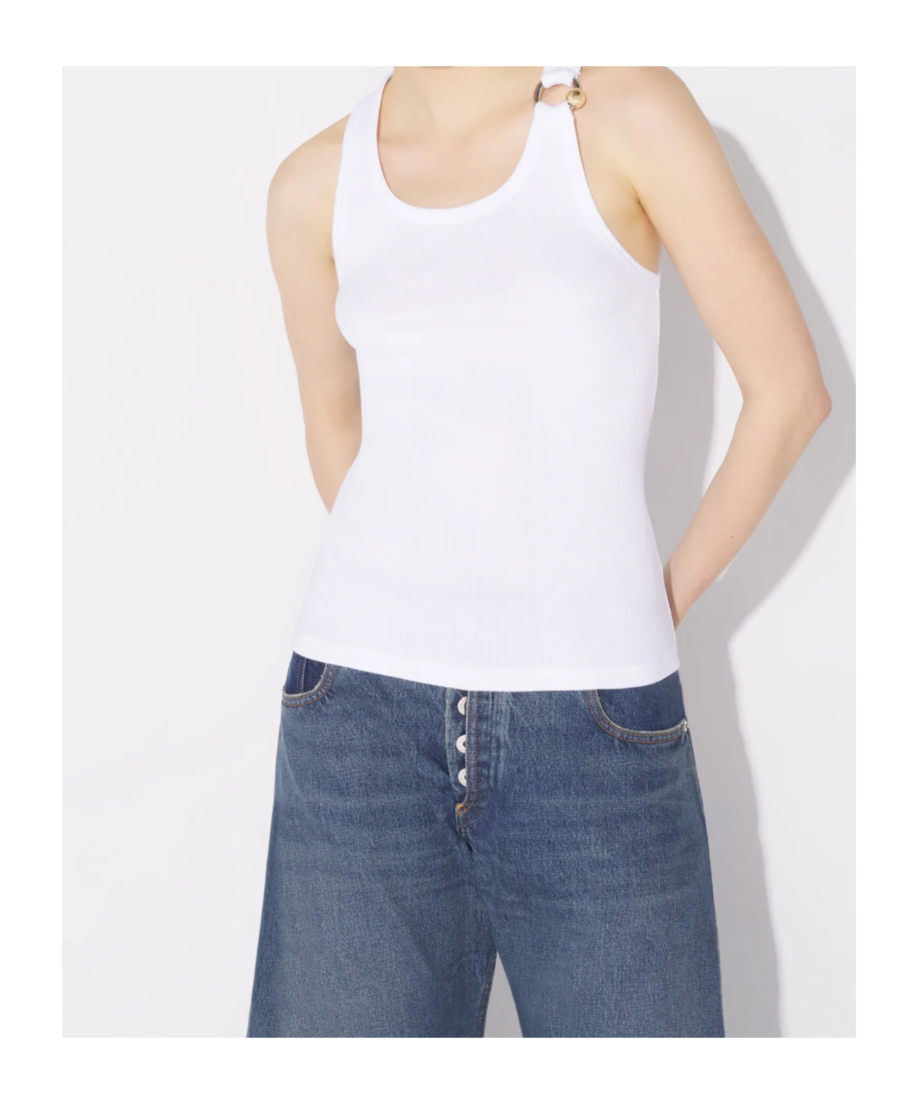 Jean Paul Gaultier Tank Top With Piercing In White