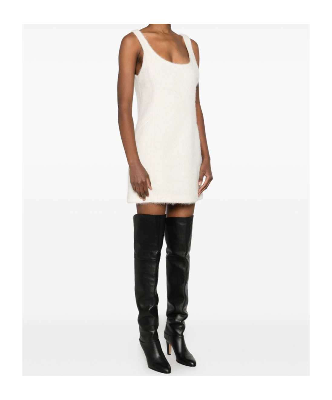 Patrizia Pepe Soft Mini Dress In Wool Blend In White