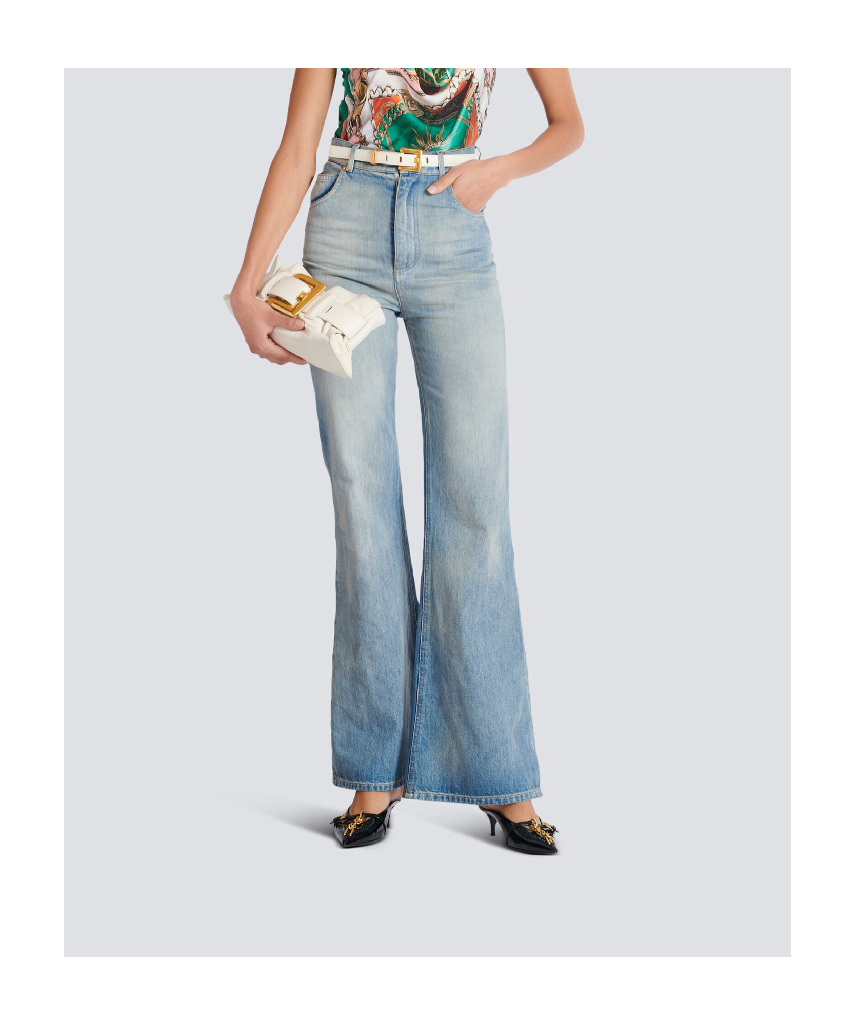 Balmain Flared Denim Jeans In Blue